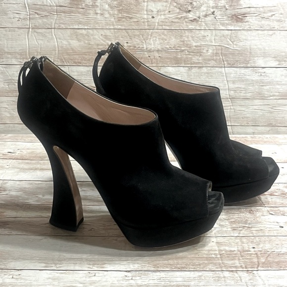 Miu Miu Black Suede Sculptural Heels